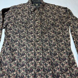 Wrangler 20X Shirt Mens XL Black Paisley Print Pearl Snap Long Sleeve 1418